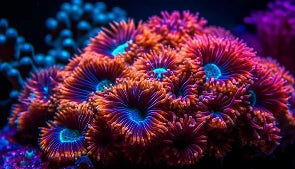 Colorful coral with vibrant blue and purple hues